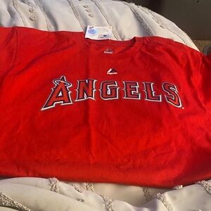 Majestic Red Angels Short Sleeve Tee